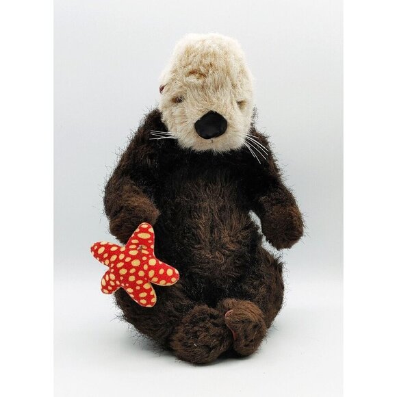 Vintage Applause Otter with Starfish Plush Stuffed Toy Animal 14" - Picture 1 of 4